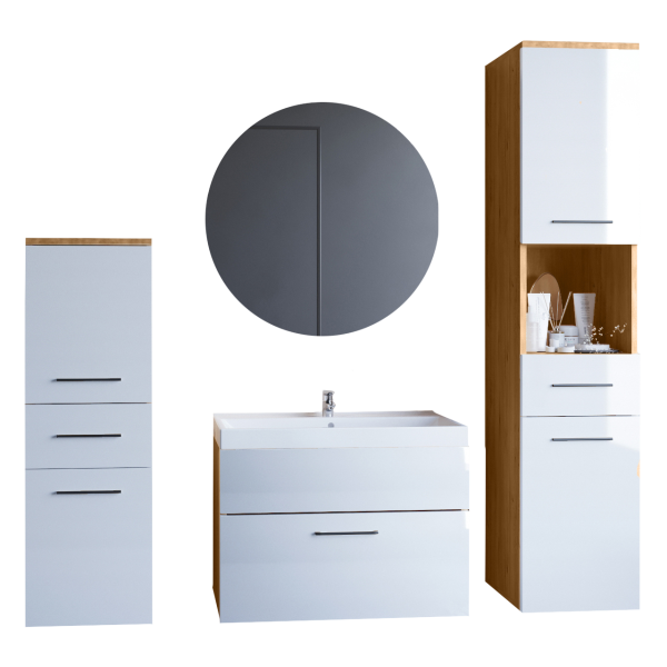 Łazienka LIPPY dąb artisan / biały połysk 300859