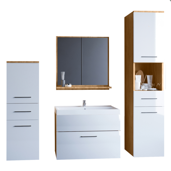 Łazienka LUPIO dąb artisan / biały połysk 300783