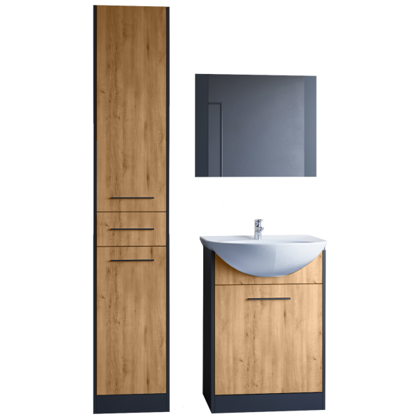 Łazienka NIKO LONG czarny / dąb artisan 300838