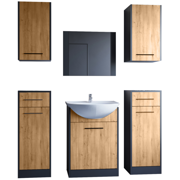 Łazienka NIKO MAX czarny / dąb artisan 300823