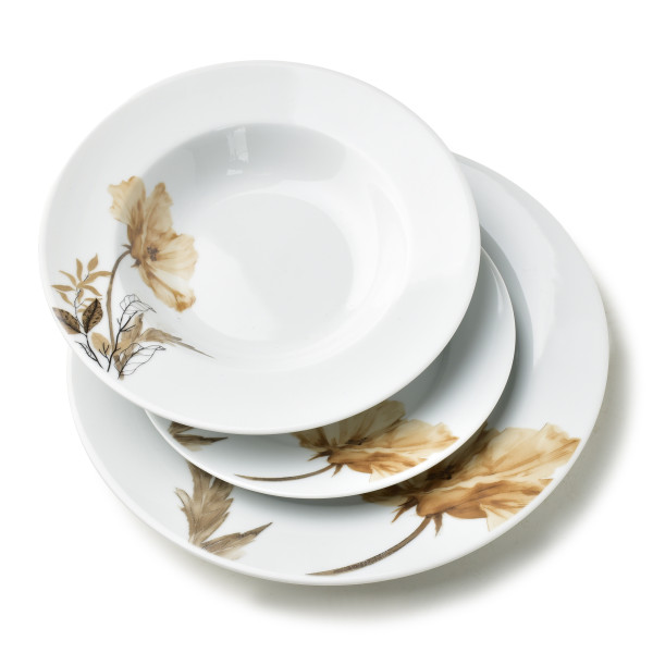 LEA BEIGE Komplet obiadowy 18 elementów 21,8cm/19,2/27cm talerz zupa 220ml 965925