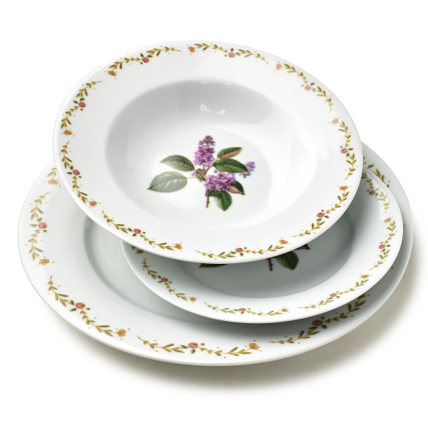 LEA LILAC Komplet obiadowy 18 elementów 21,8cm/19,2/27cm talerz zupa 220ml 965926