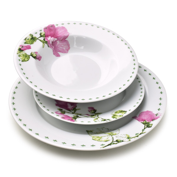 LEA MALLOW Komplet obiadowy 18 elementów 21,8cm/19,2/27cm talerz zupa 220ml 965927
