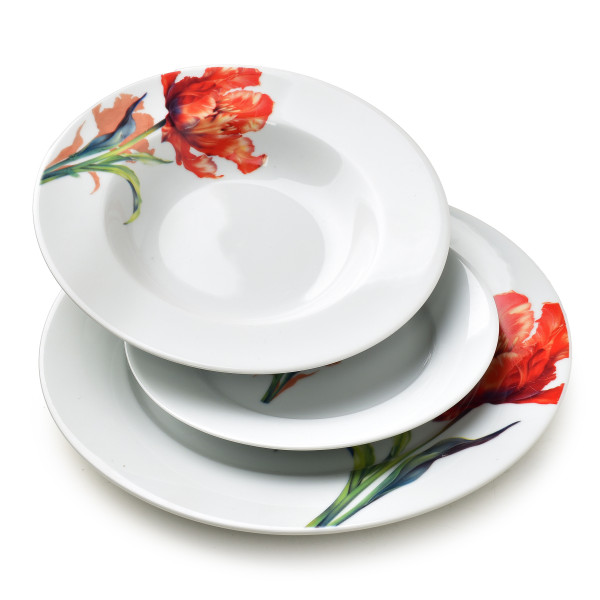 LEA TULIP Komplet obiadowy 18 elementów 21,8cm/19,2/27cm talerz zupa 220ml 965928