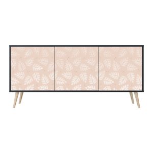 LEAVES ON BEIGE Komoda 3 drzwi Czarna-Bukowa skośna 441706