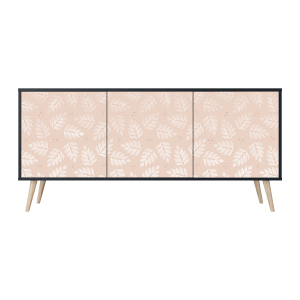 LEAVES ON BEIGE Komoda 3 drzwi Czarna-Bukowa skośna 441706