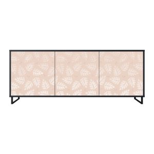LEAVES ON BEIGE Komoda 3 drzwi Czarna-Metalowa ramka czarna 441951