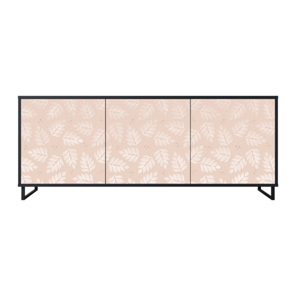 LEAVES ON BEIGE Komoda 3 drzwi Czarna-Metalowa ramka czarna 441951