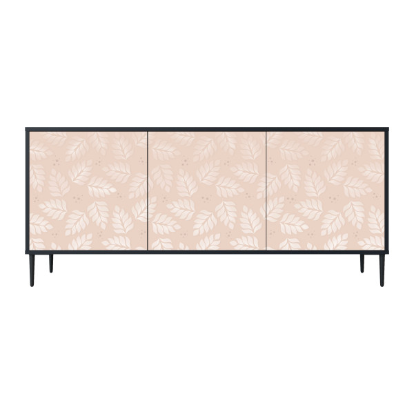 LEAVES ON BEIGE Komoda 3 drzwi Czarna-Metalowa szpilka czarna 441606