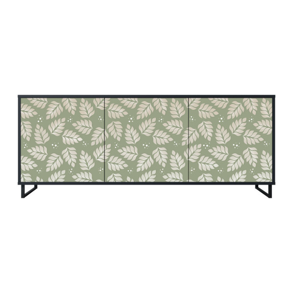LEAVES ON GREEN Komoda 3 drzwi Czarna-Metalowa ramka czarna 442572