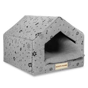 Legowisko Dla Psa Kota Posłanie Mata Domek Kości 50X40X38 Cm Szare 750434