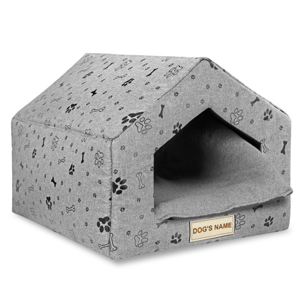 Legowisko Dla Psa Kota Posłanie Mata Domek Kości 50X40X38 Cm Szare 750434