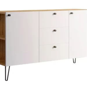 Lewostronna komoda w stylu industrialnym dąb craft + biały – Joax 692250