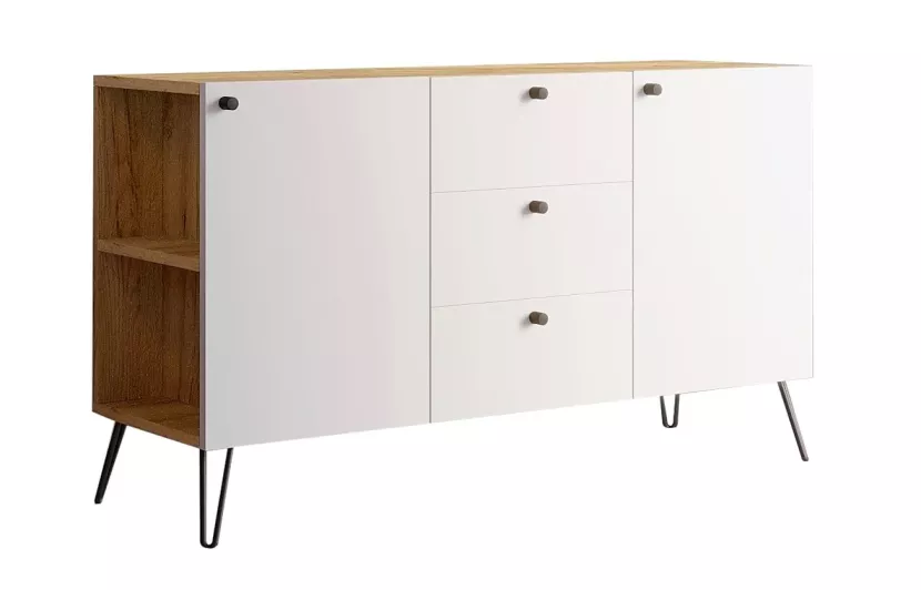 Lewostronna komoda w stylu industrialnym dąb craft + biały - Joax 692250
