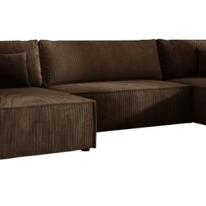 Lewostronna sofa narożna kształt U COBRA XL brązowa z funkcją spania lewa 569062 Lewostronna sofa narożna kształt U COBRA XL brązowa z funkcją spania lewa 569062