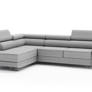 Lewostronna sofa narożna z pojemnikiem MONTANA jasnoszary sztruks 576837 Lewostronna sofa narożna z pojemnikiem MONTANA jasnoszary sztruks 576837