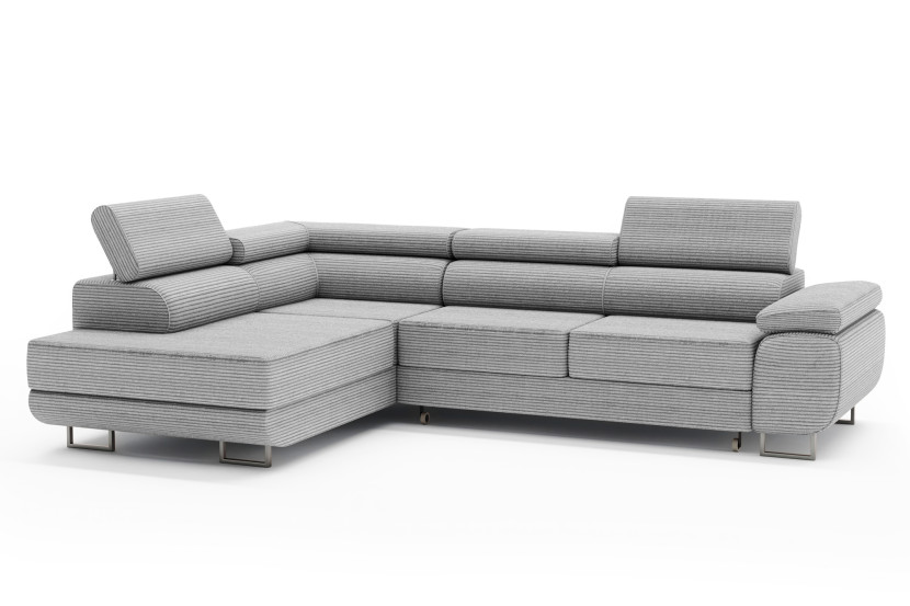 Lewostronna sofa narożna z pojemnikiem MONTANA jasnoszary sztruks 576837