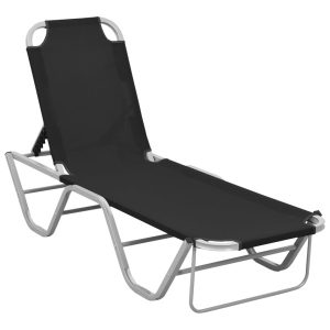 Leżak Czarny Aluminium vidaXL 565487 Leżak Czarny Aluminium vidaXL 565487