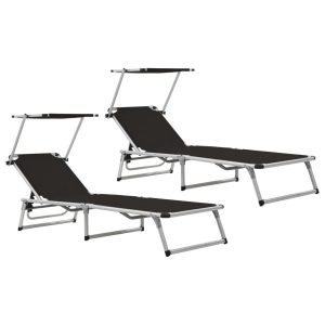 Leżak Czarny Aluminium vidaXL 565263 Leżak Czarny Aluminium vidaXL 565263