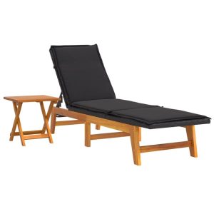 Leżak Czarny Drewno vidaXL 565292 Leżak Czarny Drewno vidaXL 565292