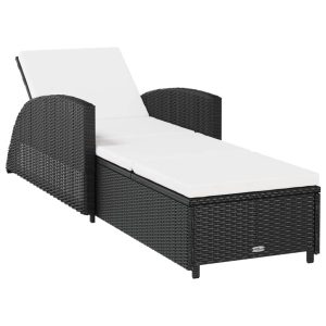 Leżak Czarny rattan vidaXL 565422 Leżak Czarny rattan vidaXL 565422
