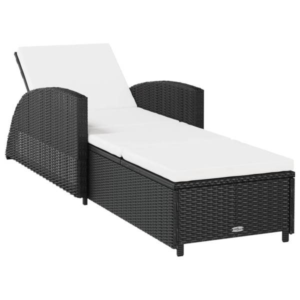 Leżak Czarny rattan vidaXL 565422