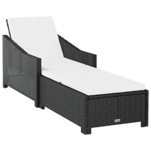 Leżak Czarny rattan vidaXL 565311 Leżak Czarny rattan vidaXL 565311
