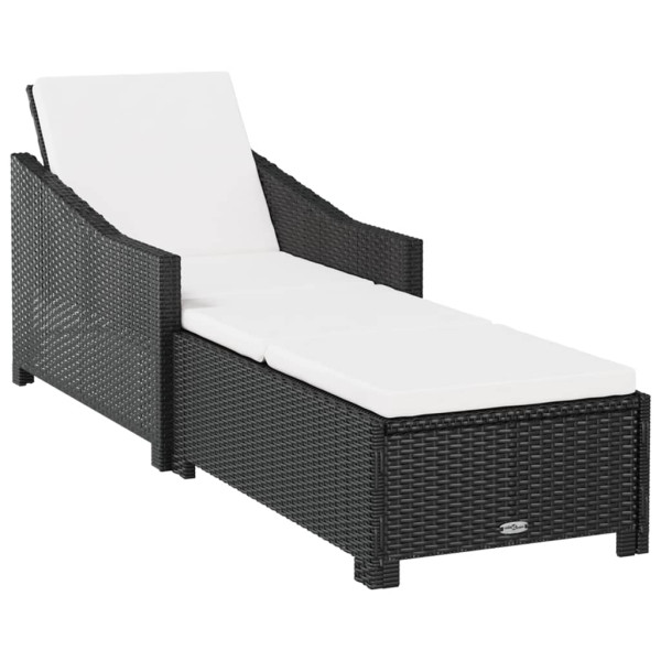 Leżak Czarny rattan vidaXL 565311