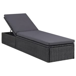 Leżak Czarny Technorattan vidaXL 565315 Leżak Czarny Technorattan vidaXL 565315