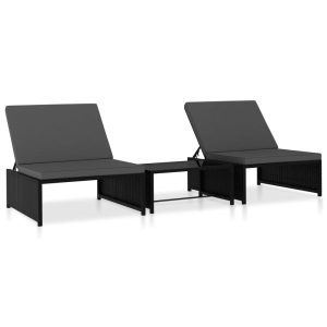 Leżak Czarny Technorattan vidaXL 565334 Leżak Czarny Technorattan vidaXL 565334
