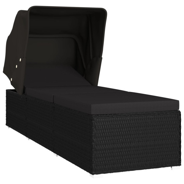 Leżak Czarny Technorattan vidaXL 565448