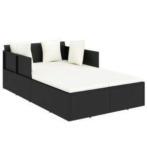 Leżak Czarny Technorattan vidaXL 252569 Leżak Czarny Technorattan vidaXL 252569