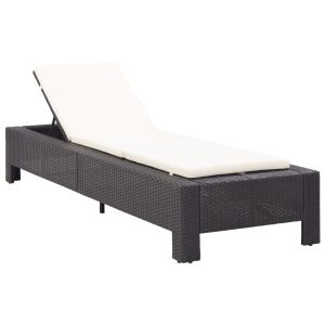 Leżak Czarny Technorattan vidaXL 381088 Leżak Czarny Technorattan vidaXL 381088