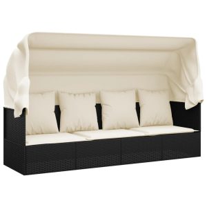 Leżak Czarny Technorattan vidaXL 565258 Leżak Czarny Technorattan vidaXL 565258