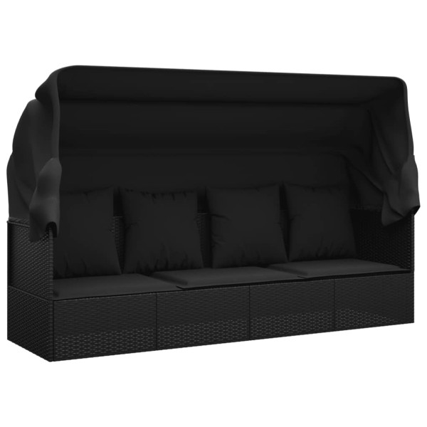 Leżak Czarny Technorattan vidaXL 565289