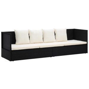 Leżak Czarny Technorattan vidaXL 565303 Leżak Czarny Technorattan vidaXL 565303