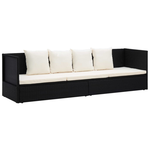Leżak Czarny Technorattan vidaXL 565303