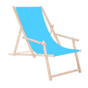 Leżak drewniany z podłokietnikami ogrodowy plażowy niebieski 413370 Leżak drewniany z podłokietnikami ogrodowy plażowy niebieski 413370