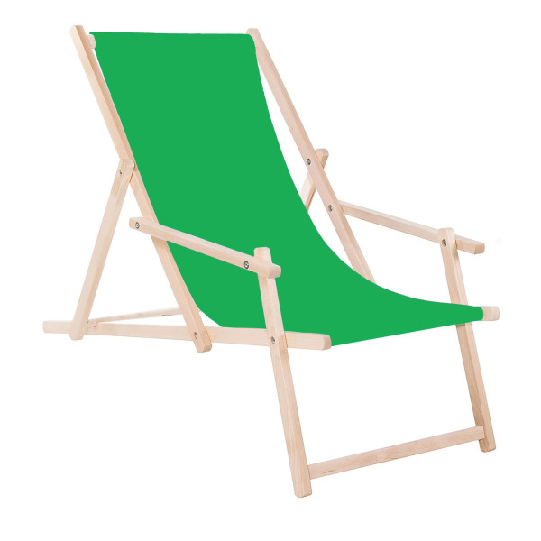 Leżak drewniany z podłokietnikami ogrodowy, plażowy zielony 736933