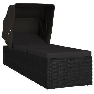 Leżak Łóżko Ogrodowe z Poduszką Polirattan Leżanka Na Taras Balkon Ogród 942872