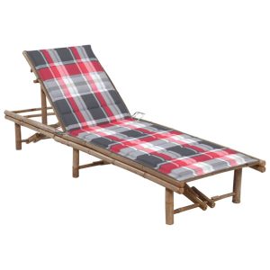 Leżak Ogrodowy Bambusowy z Poduszką Leżanka Na Taras Balkon Ogród 942908 Leżak Ogrodowy Bambusowy z Poduszką Leżanka Na Taras Balkon Ogród 942908