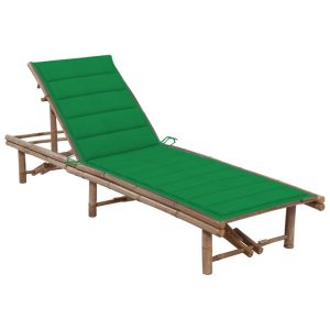 Leżak Ogrodowy Bambusowy z Poduszką Leżanka Na Taras Balkon Ogród 942808 Leżak Ogrodowy Bambusowy z Poduszką Leżanka Na Taras Balkon Ogród 942808
