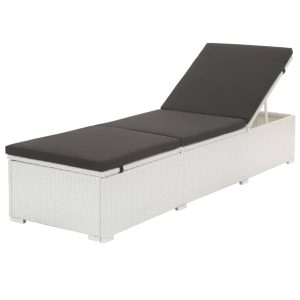 Leżak ogrodowy Biały Technorattan vidaXL 565326 Leżak ogrodowy Biały Technorattan vidaXL 565326