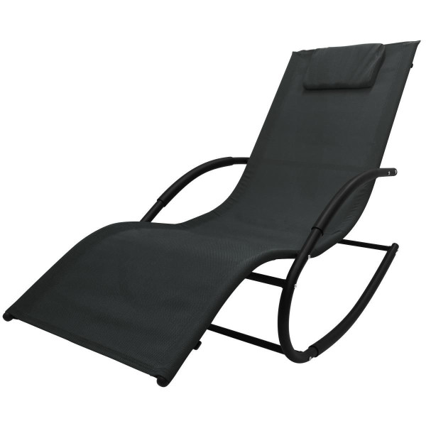 Leżak ogrodowy bujany Zero Gravity Rocky czarny z poduszką 988054