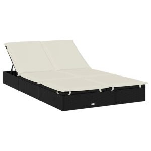 Leżak ogrodowy Czarny Technorattan vidaXL 565264 Leżak ogrodowy Czarny Technorattan vidaXL 565264