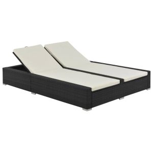 Leżak ogrodowy Czarny Technorattan vidaXL 252557 Leżak ogrodowy Czarny Technorattan vidaXL 252557