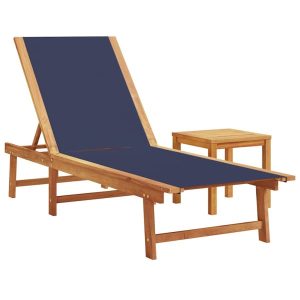 Leżak Ogrodowy Drewniany Składany Ze Stolikiem Leżanka Na Taras Balkon 942060