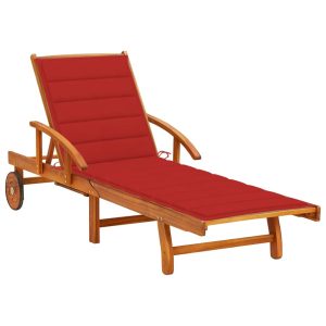 Leżak Ogrodowy Drewniany z Poduszką Leżanka Na Taras Balkon Ogród 942839 Leżak Ogrodowy Drewniany z Poduszką Leżanka Na Taras Balkon Ogród 942839