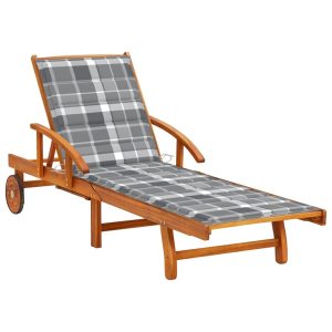 Leżak Ogrodowy Drewniany z Poduszką Leżanka Na Taras Balkon Ogród 942874 Leżak Ogrodowy Drewniany z Poduszką Leżanka Na Taras Balkon Ogród 942874