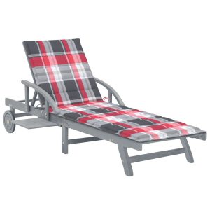 Leżak Ogrodowy Drewniany z Poduszką Leżanka Ogrodowa Na Taras Balkon Ogród 944599 Leżak Ogrodowy Drewniany z Poduszką Leżanka Ogrodowa Na Taras Balkon Ogród 944599